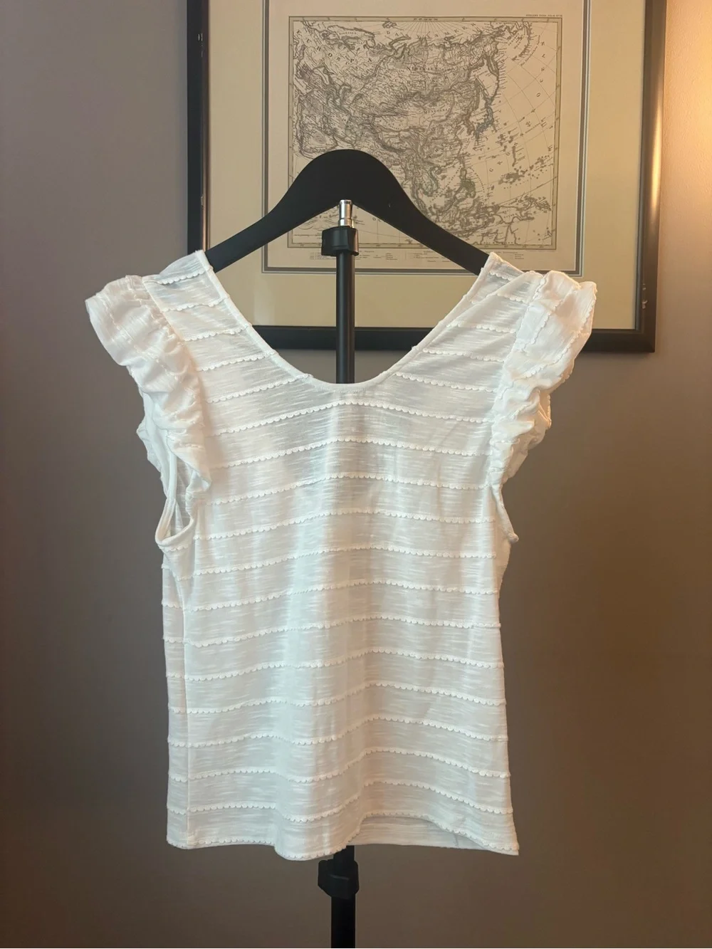 Anthropologie Women's White Textured Cap-Sleeve Top - Picture 2 of 3